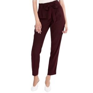 Express Nwot Maroon High Rise Ankle Paper Bag pants 18S petite